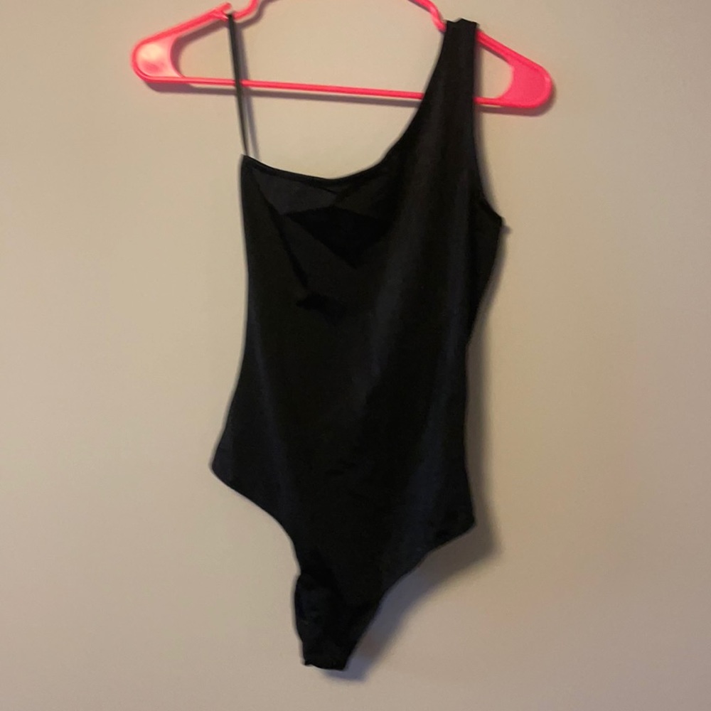 One shoulder thong body suit